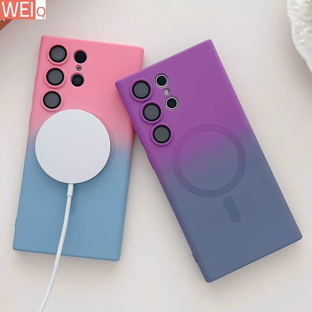 Wireless Charge Case for Samsung Galaxy S23 S22 S21 Ultra Plus Note20 Cover Gradual Color Silicon Magnet Magsafe Shell Lens Film
Wireless Charge Case for Samsung Galaxy S23 S22 S21 Ultra Plus Note20 Cover Gradual Color Silicon Magnet Magsafe Shell Lens Film