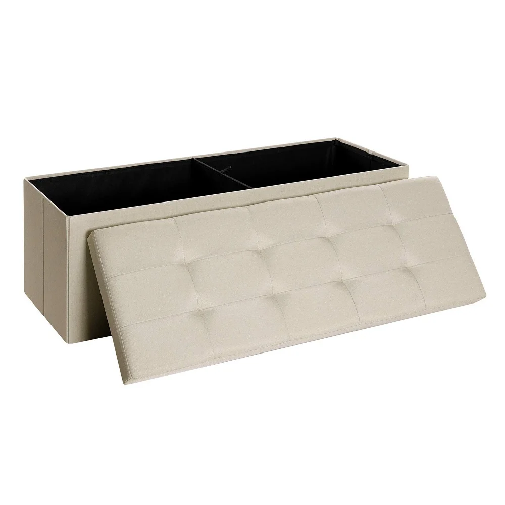 43 Inches Folding Storage Ottoman Bench Storage Chest Stool with Wooden Divider Footrest for Bedroom Cloakroom Holds up to 660lb
43 Inches Folding Storage Ottoman Bench Storage Chest Stool with Wooden Divider Footrest for Bedroom Cloakroom Holds up to 660lb