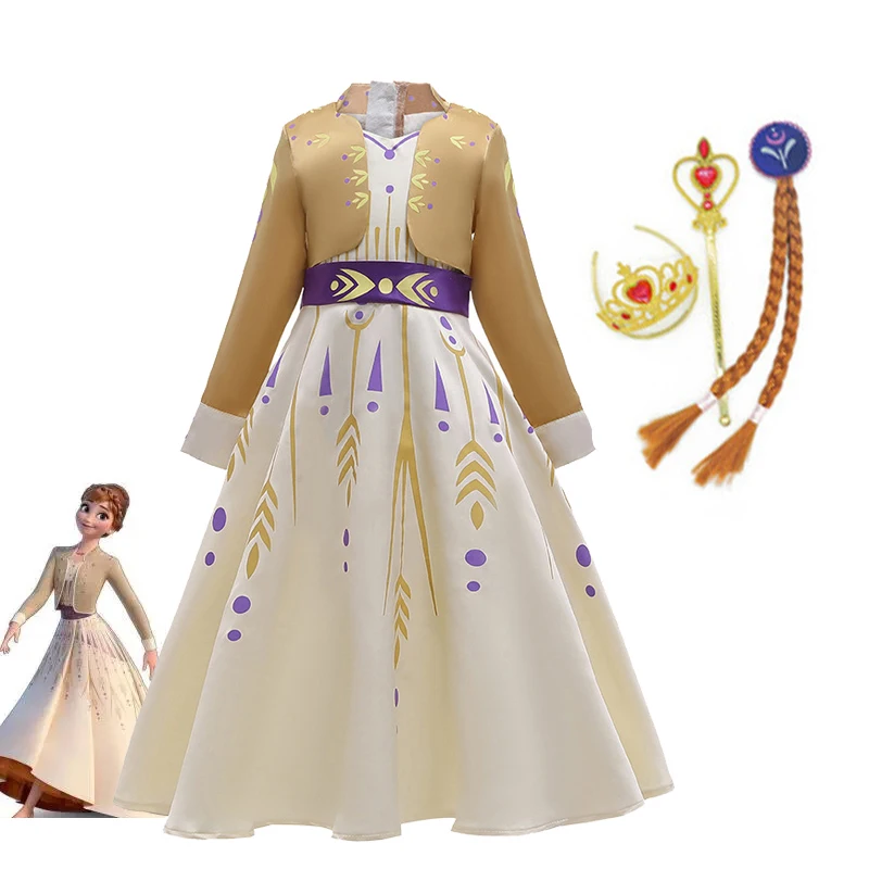 

Платье принцессы «Холодное сердце» для девочек, костюм Анны для косплея, 2 платья Снежной королевы, Эльзы, платье Анны на день рождения, кост...