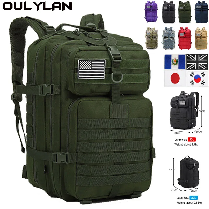 

Туристические сумки Oulylan 900D, нейлоновый военный тактический Мужской рюкзак 30 л/50 л, уличная сумка для походов и охоты, водонепроницаемый, для кемпинга