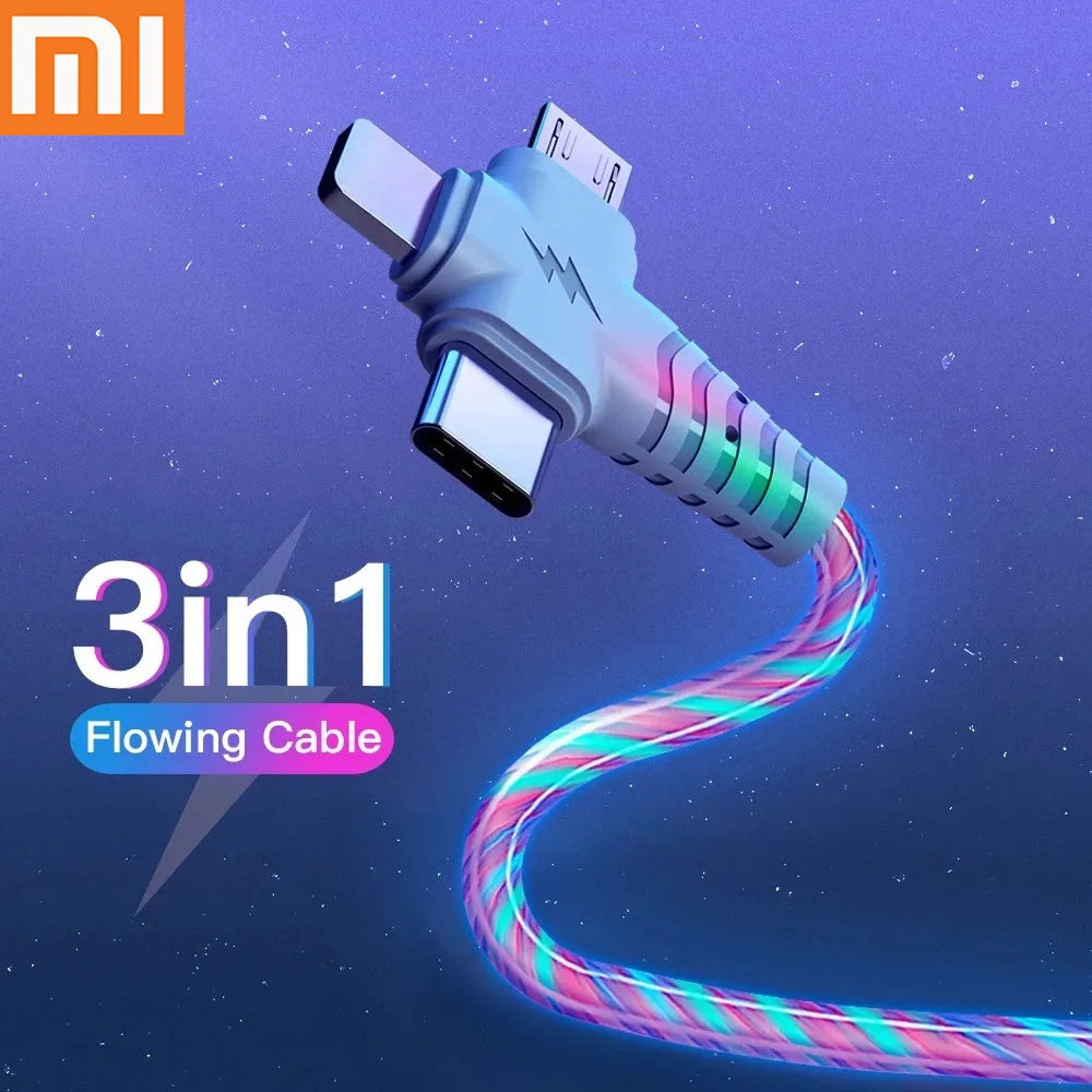 Xiaomi 3 in 1 Charging Cable Flowing Light Up Data Cord Fast Charging Line Micro USB Type-C Connector For iPhone 13 12 Huawei
Xiaomi 3 in 1 Charging Cable Flowing Light Up Data Cord Fast Charging Line Micro USB Type-C Connector For iPhone 13 12 Huawei