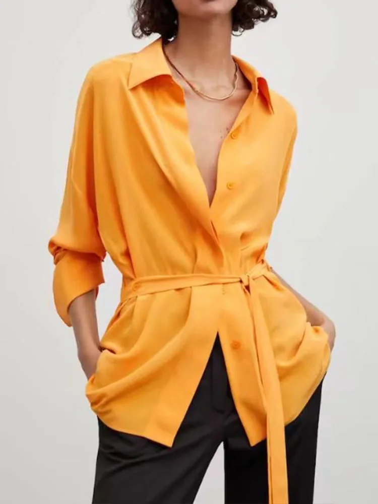 TRAF Fashion 2022 Women Summer Blouses With Belt Solid Thin Turn Down Collar Chic Vintage Tops Long Sleeve Backless T-Shirts
TRAF Fashion 2022 Women Summer Blouses With Belt Solid Thin Turn Down Collar Chic Vintage Tops Long Sleeve Backless T-Shirts