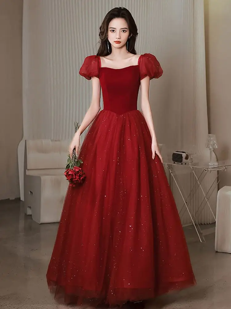 Vintage Red Square Collar Puff Sleeve Evening Dresses 2022 New High Waist Slim Tulle Ankle-Length Prom Gown Celebrity Dress
Vintage Red Square Collar Puff Sleeve Evening Dresses 2022 New High Waist Slim Tulle Ankle-Length Prom Gown Celebrity Dress