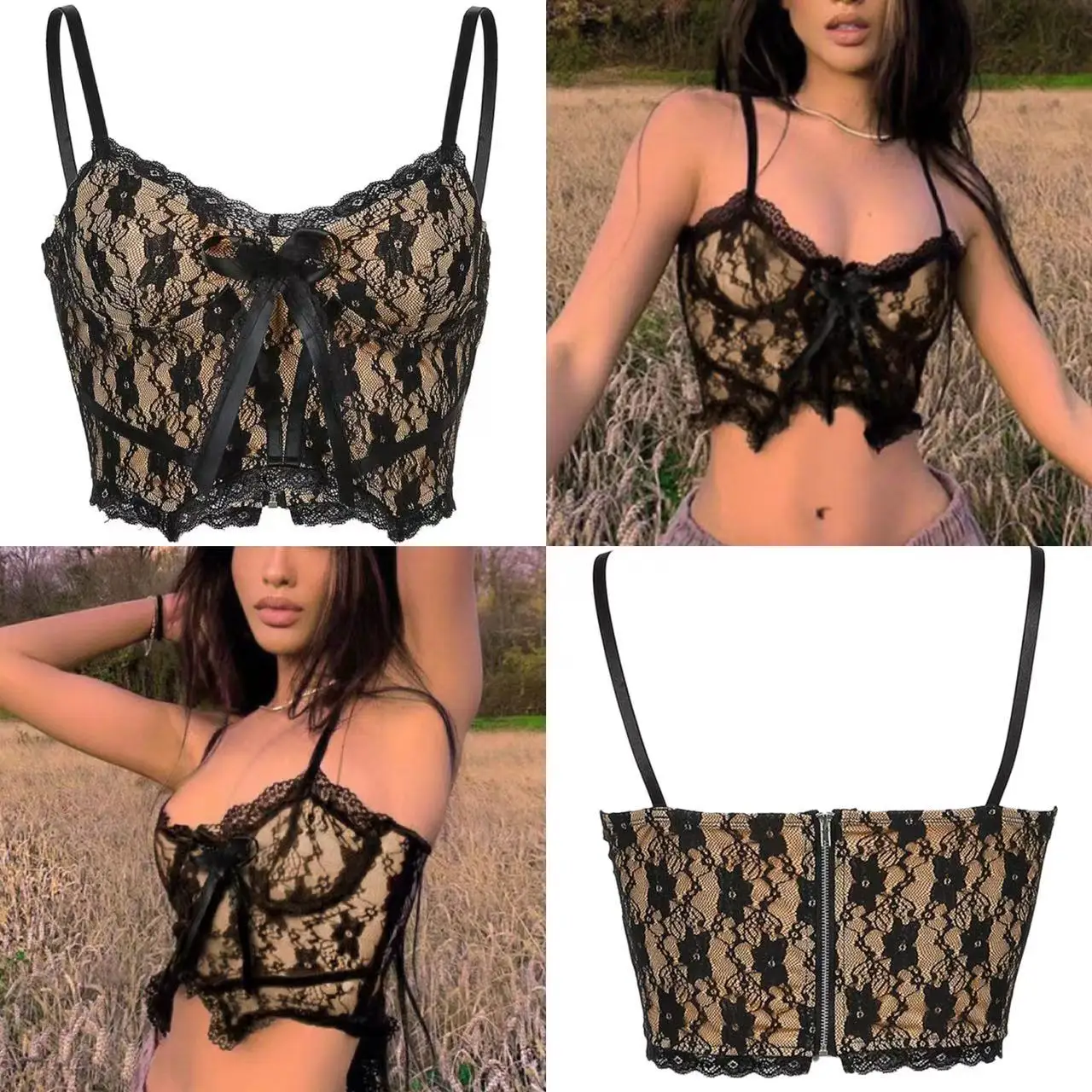 【Back Zipper Up 】Double Layer Lace Crop Top Women Goth Dark Academia E Girl Clothes V-neck Sexy Cami Y2k Aesthetic Coquette Tank
【Back Zipper Up 】Double Layer Lace Crop Top Women Goth Dark Academia E Girl Clothes V-neck Sexy Cami Y2k Aesthetic Coquette Tank