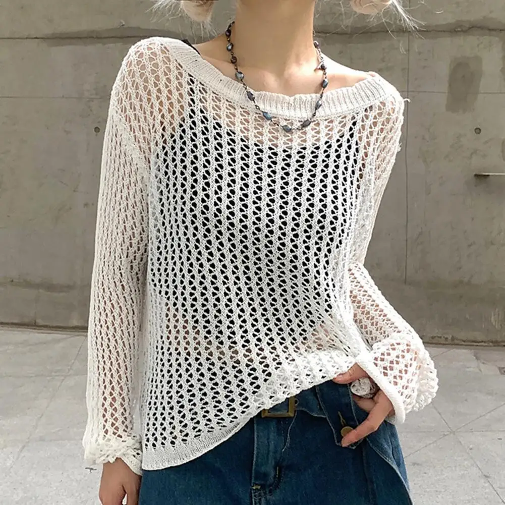 Y2K See-though Knit Shirts O-Neck Long Sleeve Solid Color Cover Up Perspective Cut Out Knitting T-shirt Blouse Female Clothing
Y2K See-though Knit Shirts O-Neck Long Sleeve Solid Color Cover Up Perspective Cut Out Knitting T-shirt Blouse Female Clothing