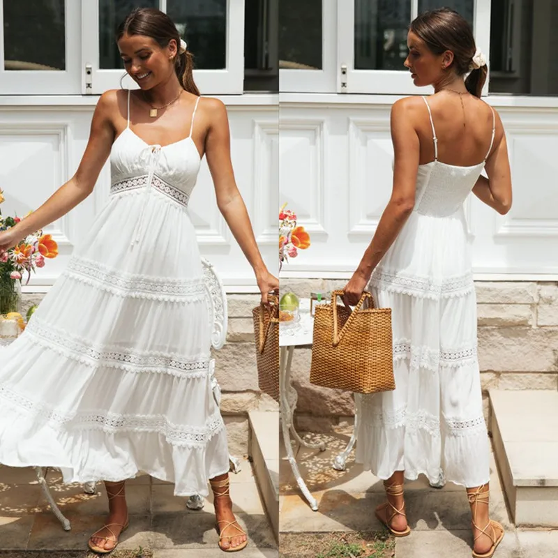 2022 Fashion Sexy Women's Beach Elegant Party cotton lace V Neck Ruffles Lace Summer A-Line Vestidos Midi Dress Robe
2022 Fashion Sexy Women's Beach Elegant Party cotton lace V Neck Ruffles Lace Summer A-Line Vestidos Midi Dress Robe