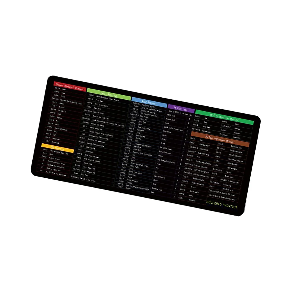 Pad Mouse Mat Desk Shortcut Mousepad Keyboard Gaming Large Slip Excel Office Anti Shortcuts English Mouses Computer Laptop Pads
Pad Mouse Mat Desk Shortcut Mousepad Keyboard Gaming Large Slip Excel Office Anti Shortcuts English Mouses Computer Laptop Pads