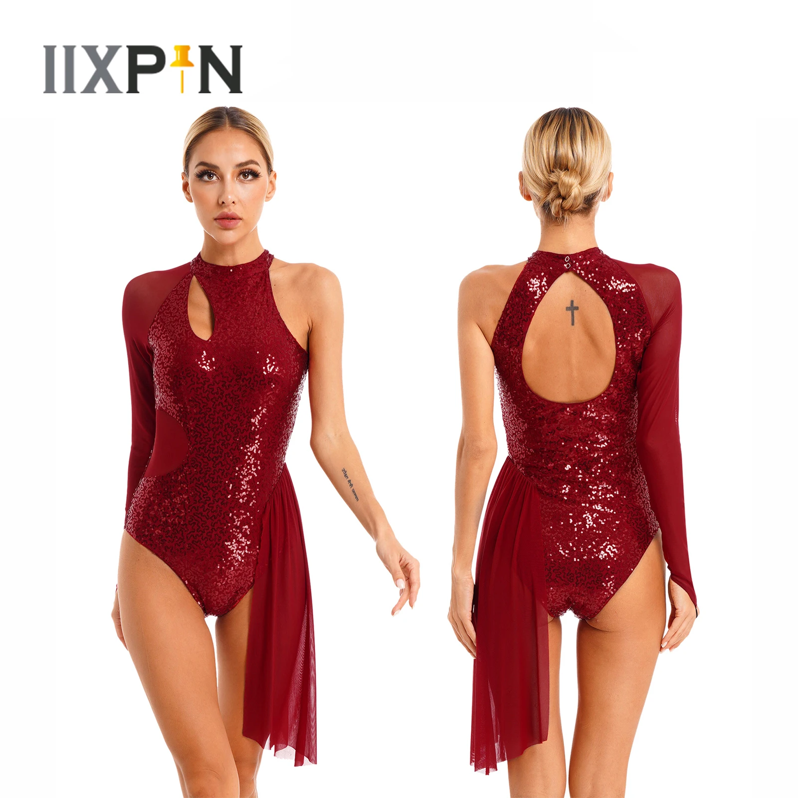 Womens Lyrical Dance Dress Glitter Sequins Long Sleeve Sheer Mesh Figure Skating Leotard Dress Gymnastics Ballerina Dancewear
Womens Lyrical Dance Dress Glitter Sequins Long Sleeve Sheer Mesh Figure Skating Leotard Dress Gymnastics Ballerina Dancewear