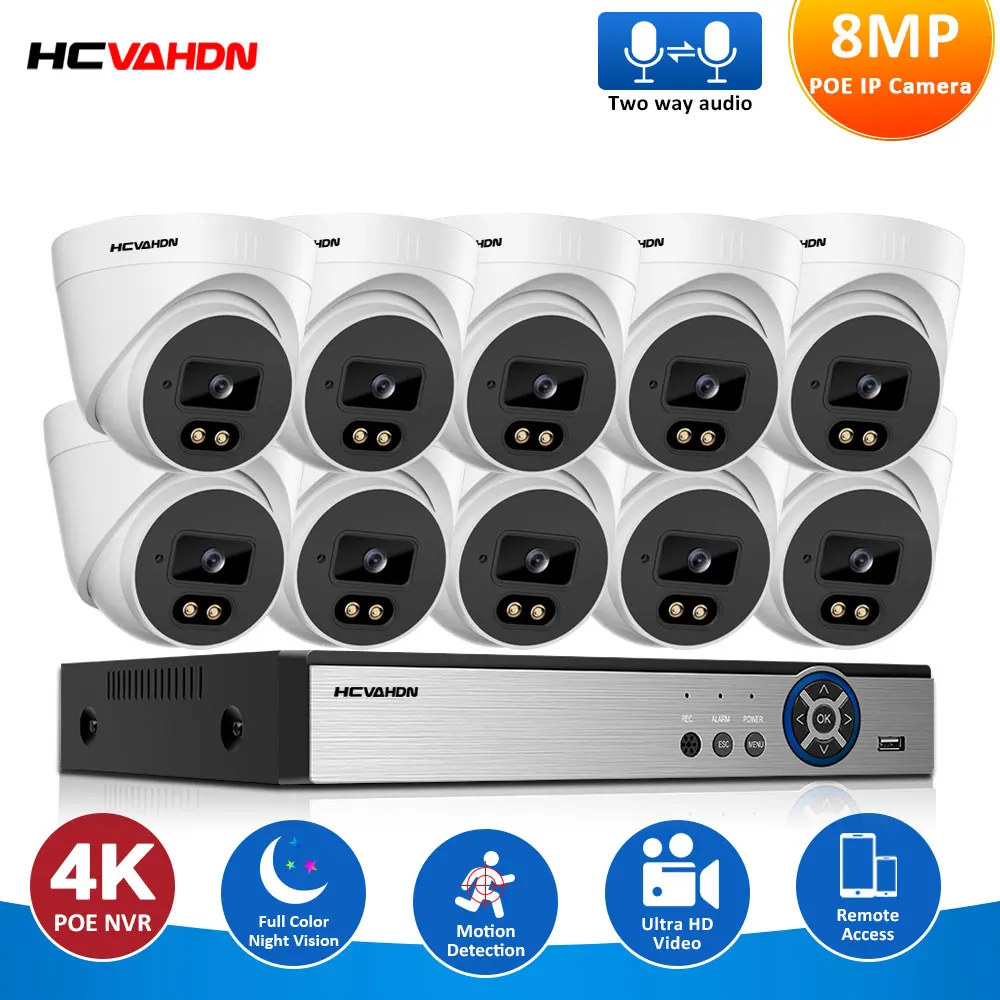 4K Full Color Night Vision CCTV Security System 8CH Video Surveillance Kit 8MP POE IP Dome Camera Set 10CH POE NVR Camera Kit
4K Full Color Night Vision CCTV Security System 8CH Video Surveillance Kit 8MP POE IP Dome Camera Set 10CH POE NVR Camera Kit