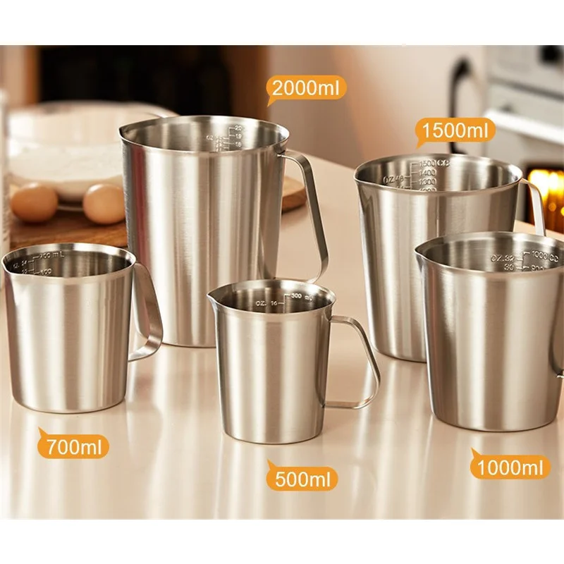 

304 Stainless Steel Measuring Cup with Inner Scale Design Kitchen Scale Cup Liquid Pull Flower Cup Kitchen Tools Bake Supply