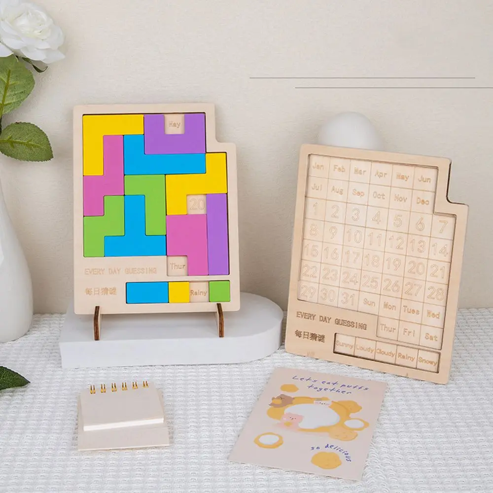 

Kids Montessori Tangram Creative IQ Intelligence Jigsaw Games Wooden Calendar Puzzles Children Puzzle Toys Jigsaw Kits