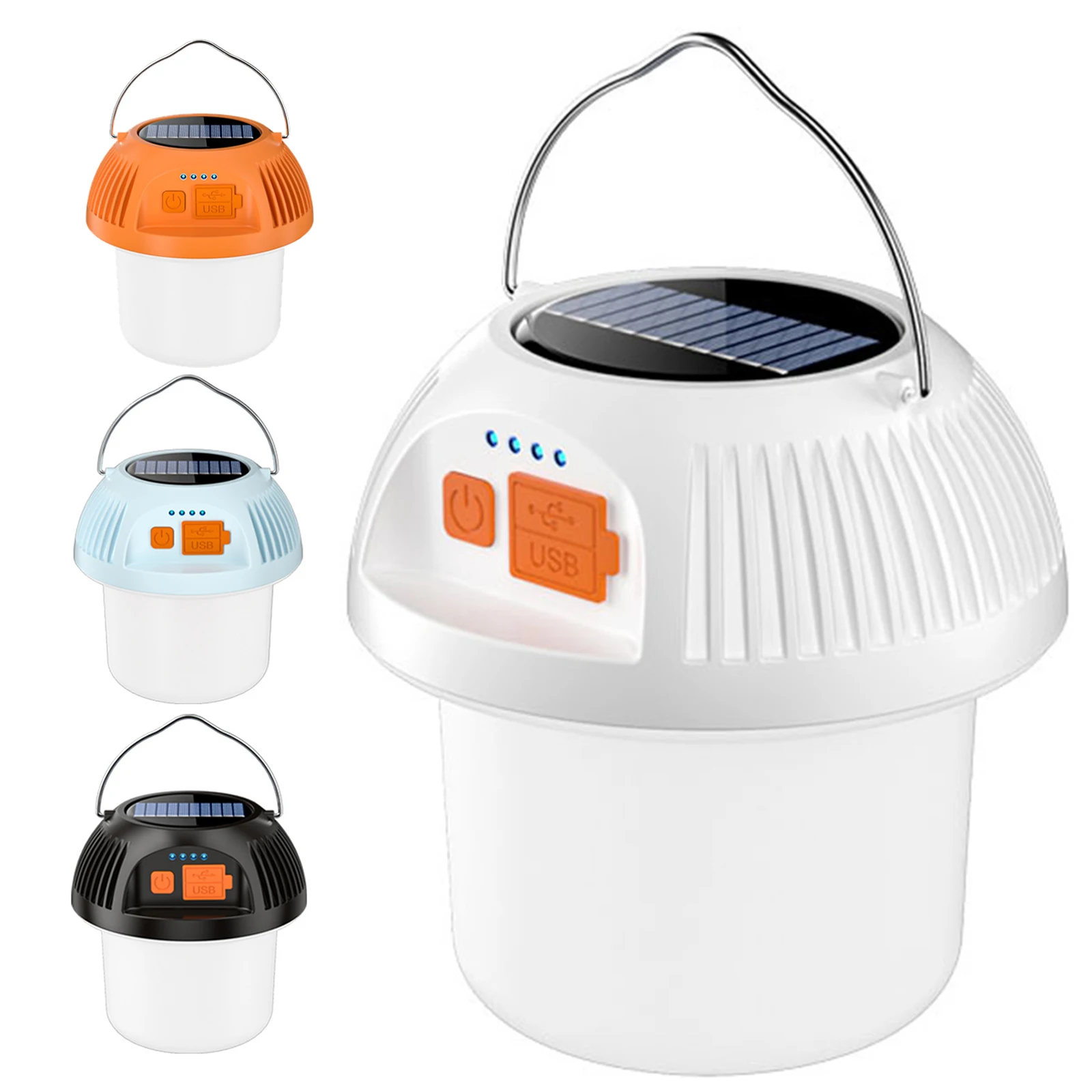 

4W Solar Powered Camping Lantern IP22 Waterproof 38 LED Camping Lantern Type-C Charging 3 Gears Remote Control Lighting