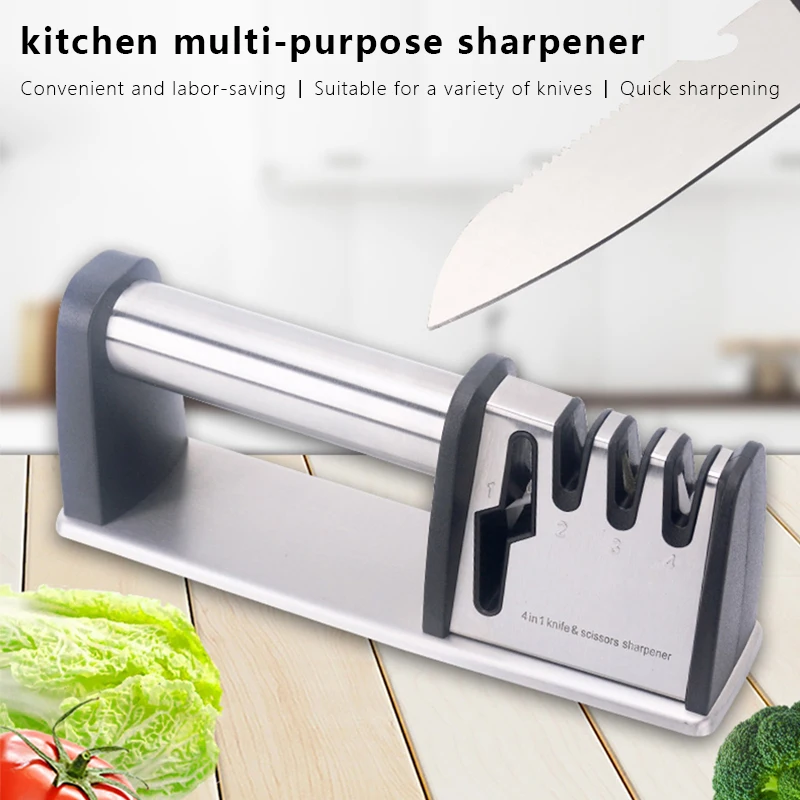 Knife Sharpener 4 Stages In 1 Professional Whetstone Kitchen Sharpening Stone Diamond Fine Scissors Grinder Chef Honing Tool
Knife Sharpener 4 Stages In 1 Professional Whetstone Kitchen Sharpening Stone Diamond Fine Scissors Grinder Chef Honing Tool