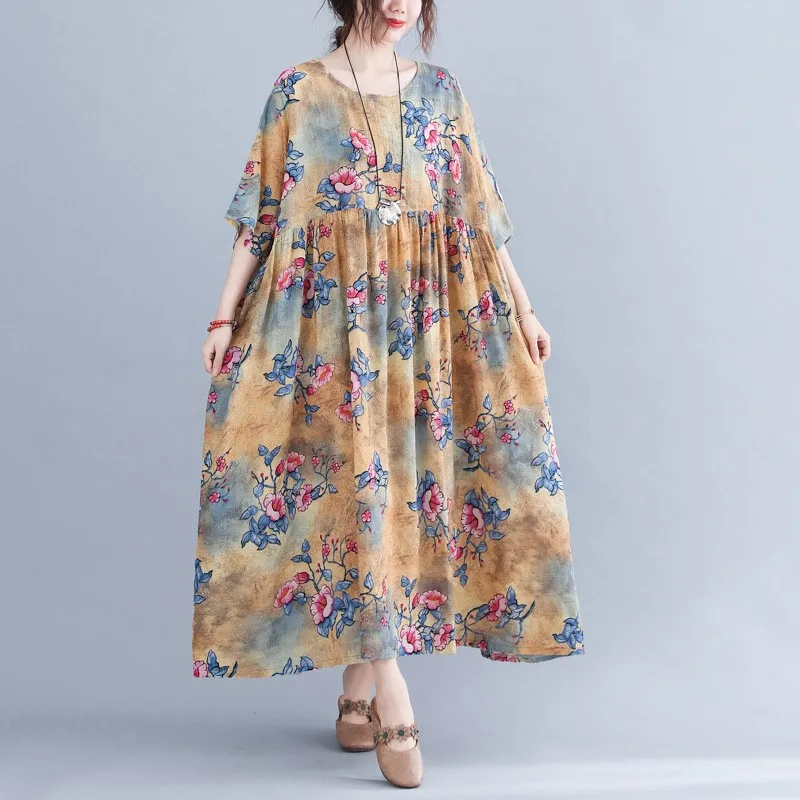 Новинка лета 2022, свободное тонкое универсальное женское платье из хлопка и льна в этническом ретро-стиле для отдыха, с круглым вырезом
Новинка лета 2022, свободное тонкое универсальное женское платье из хлопка и льна в этническом ретро-стиле для отдыха, с круглым вырезом