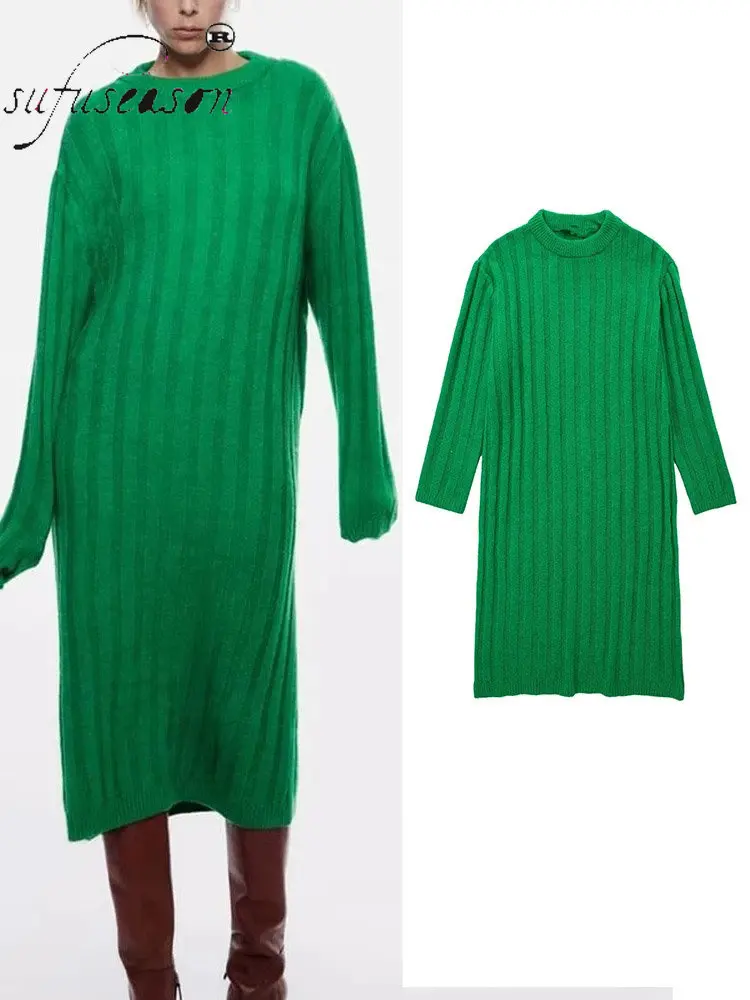 Knitted Midi Long Sleeve Sweaters Green Winter O Neck Elegant Casual Pullover Women Long Dresses Fall FASHION Clothing ZA 2022
Knitted Midi Long Sleeve Sweaters Green Winter O Neck Elegant Casual Pullover Women Long Dresses Fall FASHION Clothing ZA 2022