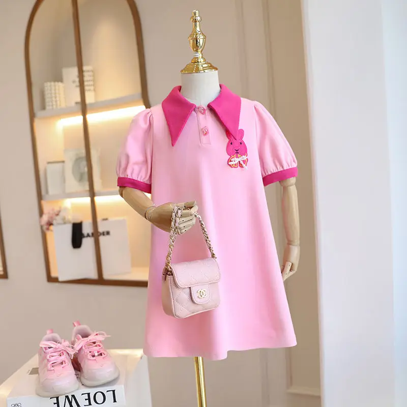 Polo Bow Princess Dress Girls Summer Turn-Down Collar Kids Clothes Fashion Toddler Baby Girls Casual Clothing 2-8Years 
Polo Bow Princess Dress Girls Summer Turn-Down Collar Kids Clothes Fashion Toddler Baby Girls Casual Clothing 2-8Years