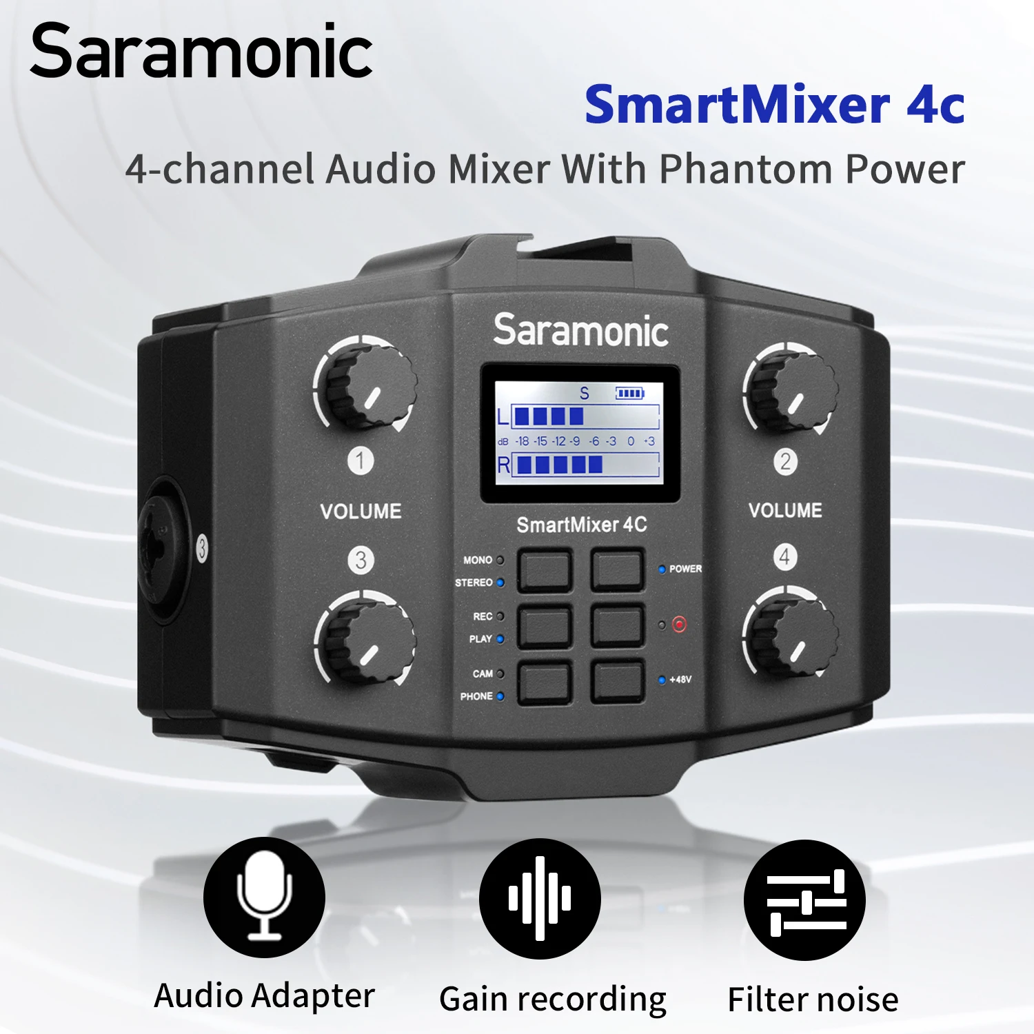 

Saramonic SmartMixer 4C 4-channel Microphone Mixer With Phantom Power for Interviews Field Production Recording Filmmaking Vlog
