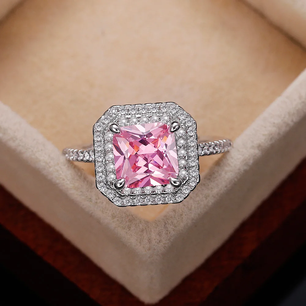 Pink Cubic Glass Filledia Rings for Women Engagement Wedding Bands Accessories Anniversary Party Female Ring Fashion Jewelry
Pink Cubic Glass Filledia Rings for Women Engagement Wedding Bands Accessories Anniversary Party Female Ring Fashion Jewelry
