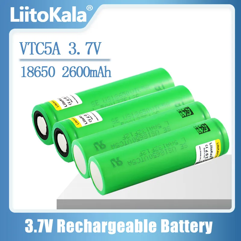 LiitoKala 100% оригинальный 3,6 v 18650 VTC5A 2600mah литиевый перезаряжаемый аккумулятор US18650VTC5A высокий слив 30A разряд для фонарика
LiitoKala 100% оригинальный 3,6 v 18650 VTC5A 2600mah литиевый перезаряжаемый аккумулятор US18650VTC5A высокий слив 30A разряд для фонарика