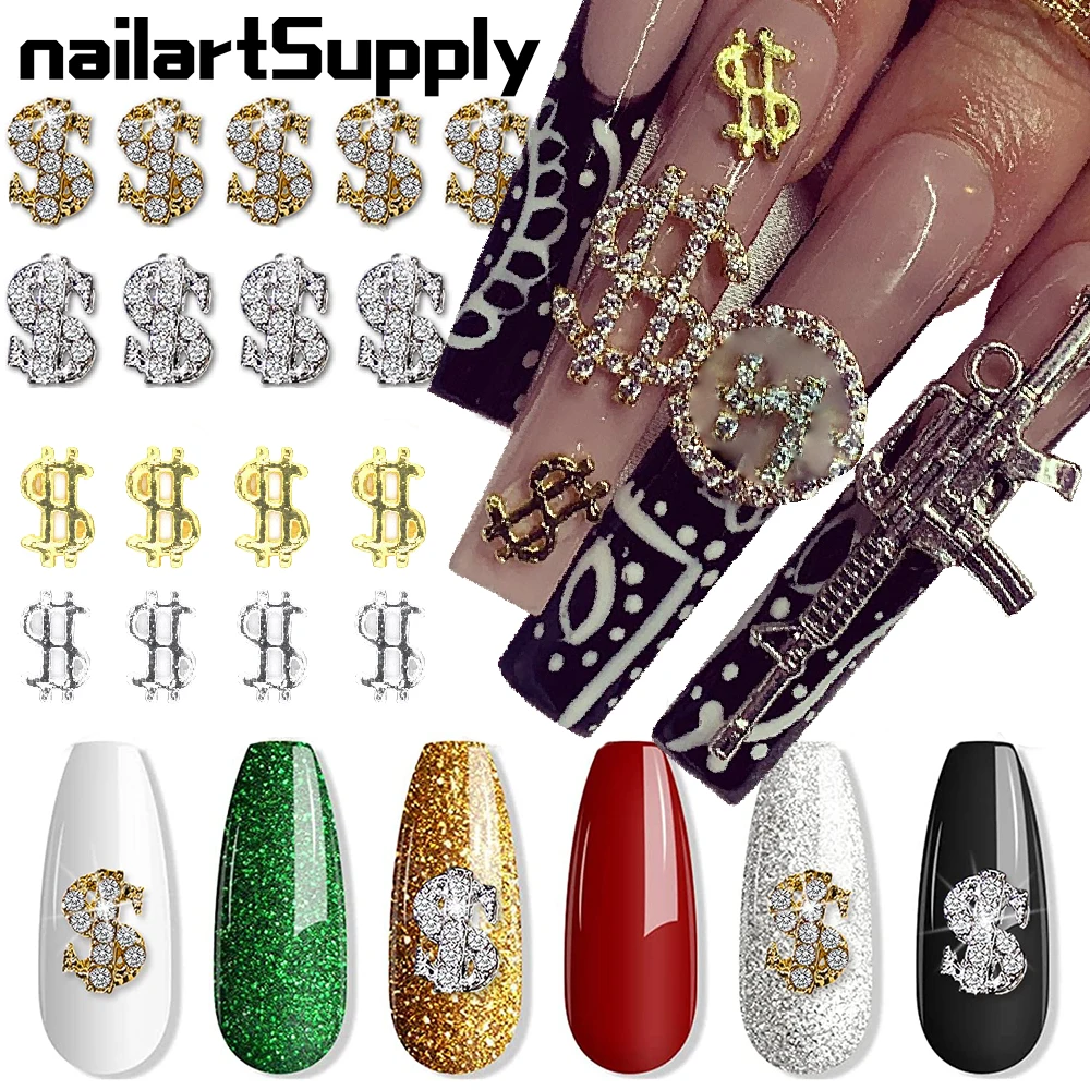 100Silver/Gold Dollar Nail Charms Luxury Coin Design Alloy Money Design Rhinestone For 3D Manicure Studs Decorations DIY Kit JS8
100Silver/Gold Dollar Nail Charms Luxury Coin Design Alloy Money Design Rhinestone For 3D Manicure Studs Decorations DIY Kit JS8