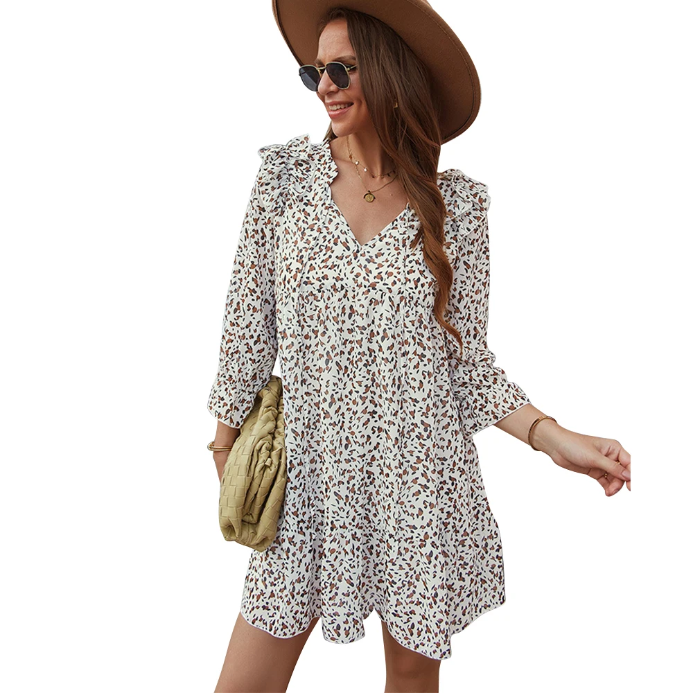 2022 Womens Chiffon Floral Long Sleeve V Neck Flounce Shoulder Flowy A Line Short Mini Dresses Party Vestidos
2022 Womens Chiffon Floral Long Sleeve V Neck Flounce Shoulder Flowy A Line Short Mini Dresses Party Vestidos