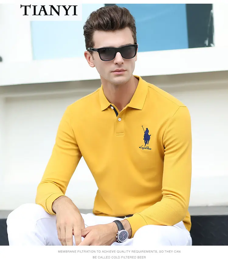 

Early Autumn Men's Polo Shirt Long-sleeved Solid Color British T-shirt Lapel Fashion Casual Young and Middle-aged Men's Shirt