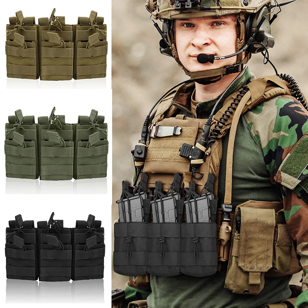 

Тактическая Сумка Molle, тройная сумка для магазина, двухслойные магнитные Чехлы, универсальный держатель картриджа M4 M14 M16 AK AR, аксессуары для оружия