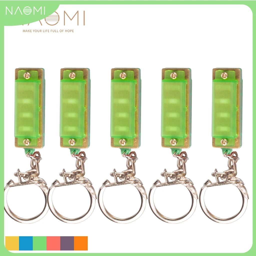 

NAOMI 5pcs Keychain Harmonic Colorful Harmonica Mini 8 Tone 4 Holes Keychain Key For Children Toy Wind Instrument Accessories