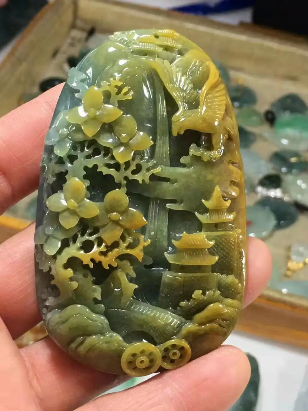 Natural A Myanmar jade 7A Handcarved jade landscape pendant jade necklace pendants jewelry jade necklaces women men
Natural A Myanmar jade 7A Handcarved jade landscape pendant jade necklace pendants jewelry jade necklaces women men