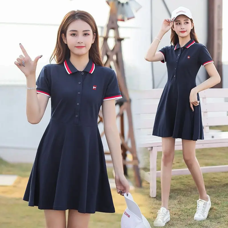 Academy Style Short-sleeved Dress for Women's Summer 2023 New Sports Casual Cover-up Polo Collar A-line Medium Length Skirt
Academy Style Short-sleeved Dress for Women's Summer 2023 New Sports Casual Cover-up Polo Collar A-line Medium Length Skirt