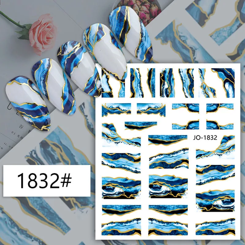 Gold blue gilding stickers for nail art decoration fashion Marbling line dual colors back adhesive DIY manicure nail patch YJ107
Gold blue gilding stickers for nail art decoration fashion Marbling line dual colors back adhesive DIY manicure nail patch YJ107
