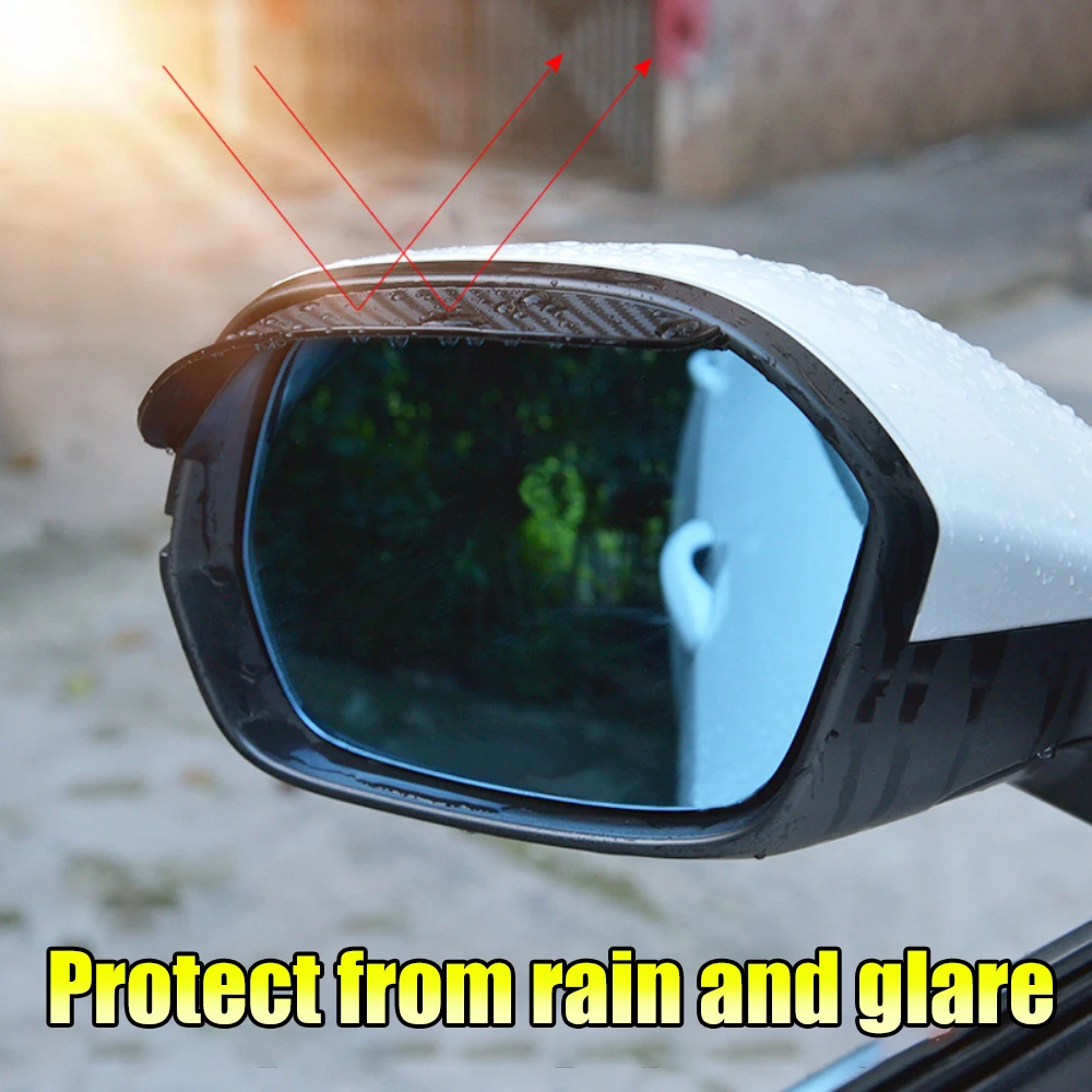 

Автомобильное зеркало заднего вида, 2 шт., защита от дождя, текстура из углеродного волокна, Универсальное Автомобильное зеркало заднего вида, защита от дождя, защита для бровей