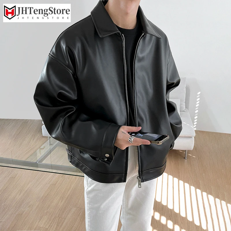 2022 Spring Autumn New Korean Chic Zipper PU Leather Jacket Men's Black Lapel Coats Male Chic Faux Leather Casual Outwear W66
2022 Spring Autumn New Korean Chic Zipper PU Leather Jacket Men's Black Lapel Coats Male Chic Faux Leather Casual Outwear W66