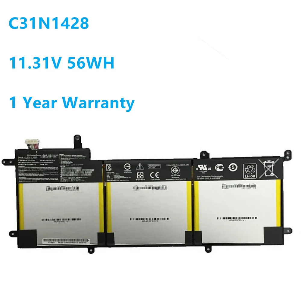 New C31N1428 Laptop Battery For ASUS Zenbook UX305L UX305LA UX305UA C31N1428 3ICP5/91/91 11.31V 56WH
New C31N1428 Laptop Battery For ASUS Zenbook UX305L UX305LA UX305UA C31N1428 3ICP5/91/91 11.31V 56WH