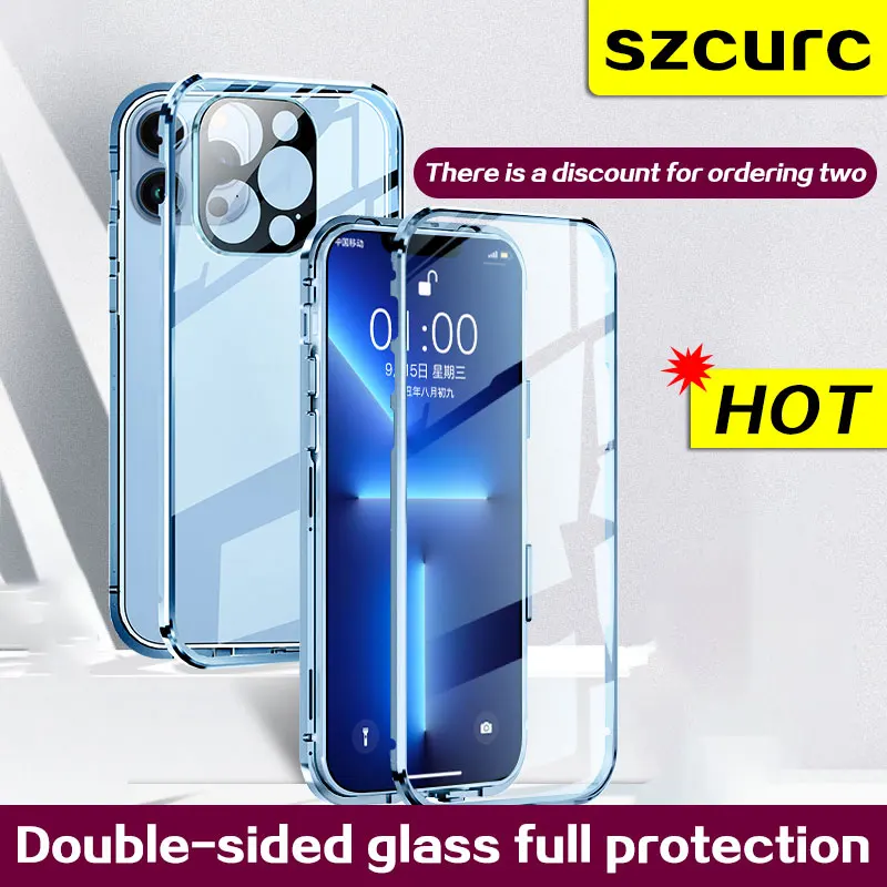 For iphone 14 Pro max case. New 360° Protection Tempered Magnetic Glass Phone sleeve.iphone 13 11 12 Mini Phone cover phone bag
For iphone 14 Pro max case. New 360° Protection Tempered Magnetic Glass Phone sleeve.iphone 13 11 12 Mini Phone cover phone bag