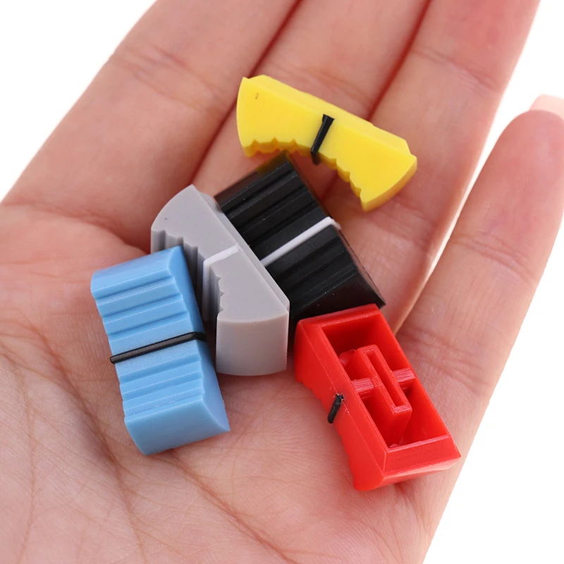 

10PCS Fader Knob Cap Touch Sensitive Slider Ribbed Mixer Desk Switch Knob Cap Plastic Red Yellow Blue Gray Black