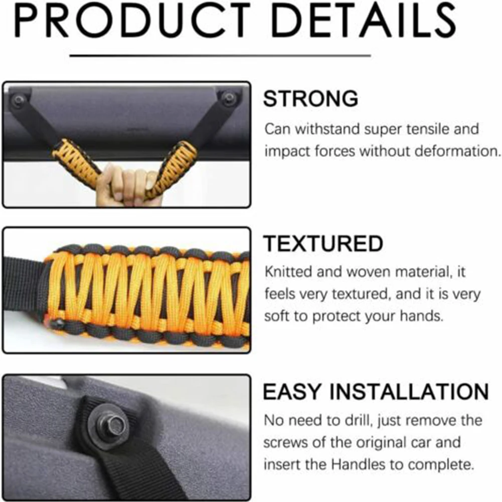 2pcs/set Roll Bar Grab Handles Kit For Ford Bronco 2021 2022 2/4 Door Accessories Yellow High-quality Nylon
2pcs/set Roll Bar Grab Handles Kit For Ford Bronco 2021 2022 2/4 Door Accessories Yellow High-quality Nylon