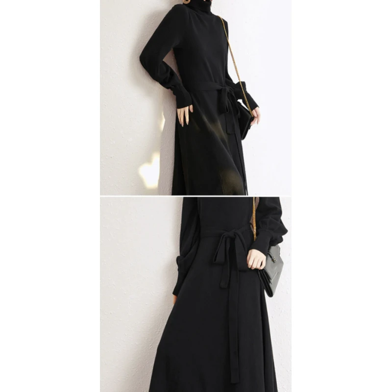 Turtleneck Elastic Knitted One-Piece Dress Women's Clothing Warm Winter Long Dress Korea 2023 New Luxury Sweater Big Hem Dress
Turtleneck Elastic Knitted One-Piece Dress Women's Clothing Warm Winter Long Dress Korea 2023 New Luxury Sweater Big Hem Dress