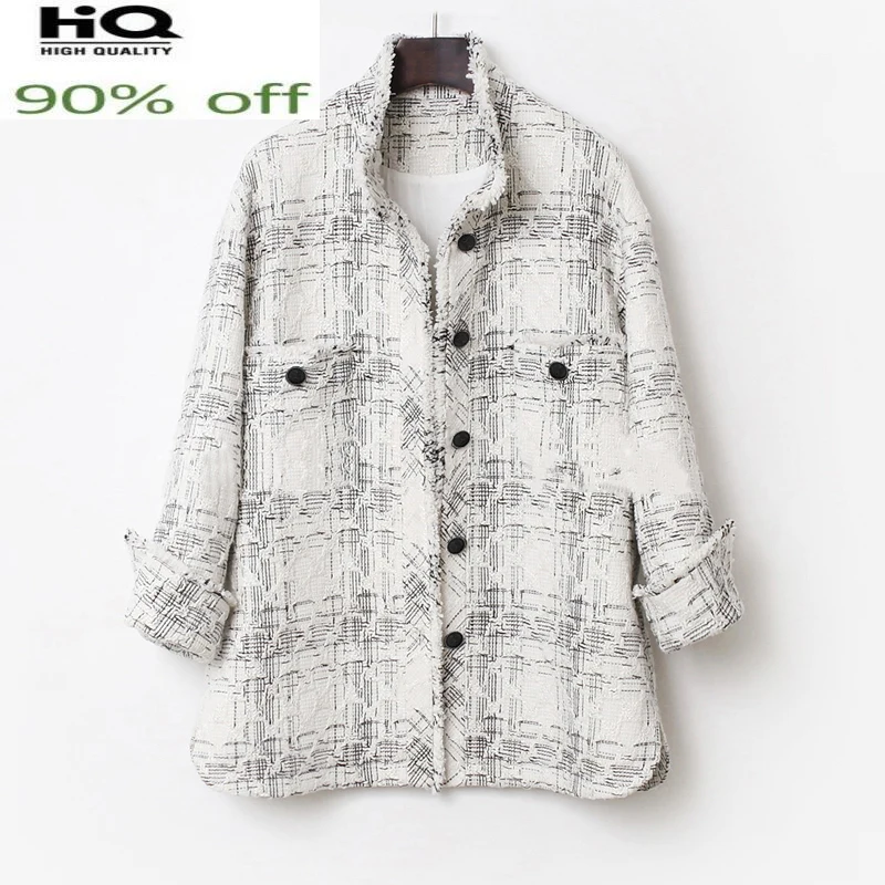 creamy-white Tweed Plaid Tassel autumn / winter women's Casual Business ladies one-piece jacket
creamy-white Tweed Plaid Tassel autumn / winter women's Casual Business ladies one-piece jacket