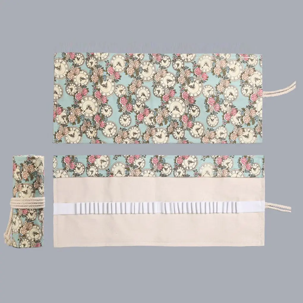 Rose Flower Roll Up Canvas Paint Brush Case Wrap Pencil Bag Clock Pattern Drawing Pen Pouch Storage 12-24 Holes
Rose Flower Roll Up Canvas Paint Brush Case Wrap Pencil Bag Clock Pattern Drawing Pen Pouch Storage 12-24 Holes
