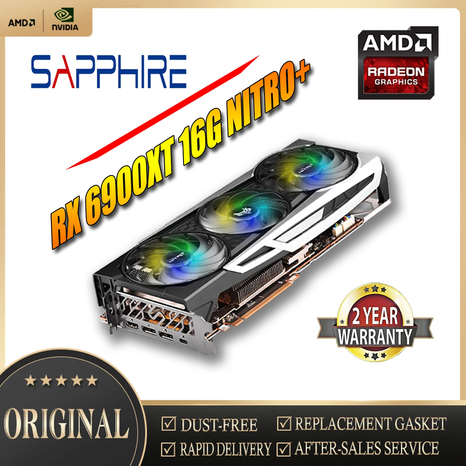 Sapphire Radeon RX6900XT 16G NITRO Special OC 7nm тройной вентилятор Graphics AMD Video Desktop PC Game Map
Sapphire Radeon RX6900XT 16G NITRO Special OC 7nm тройной вентилятор Graphics AMD Video Desktop PC Game Map