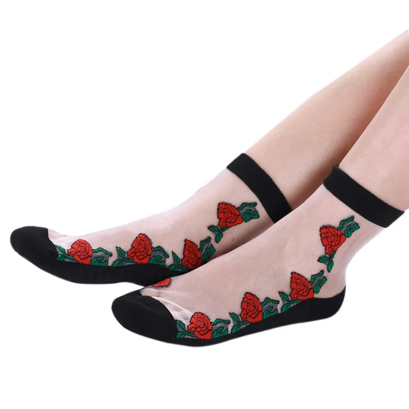 Women Summer Floral Sheer Socks Elastic Short Thin Embroidered Flower Ankle Socks Crystal Elastic Glass Silk Streetwear Socks
Women Summer Floral Sheer Socks Elastic Short Thin Embroidered Flower Ankle Socks Crystal Elastic Glass Silk Streetwear Socks