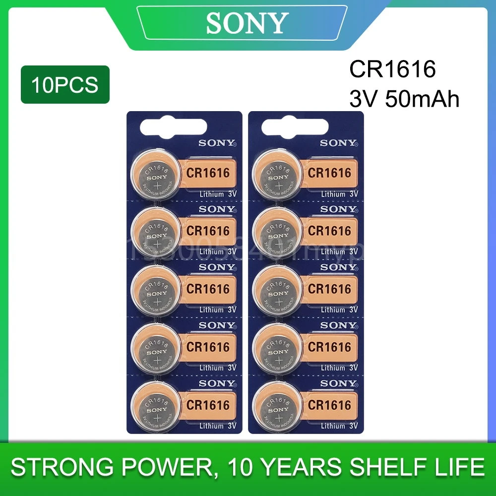 10 шт. Sony оригинальный CR1616 кнопочный Аккумулятор для часов автомобильный пульт дистанционного управления Cr 1616 ECR1616 CR1616-1W 3v литиевые батареи
10 шт. Sony оригинальный CR1616 кнопочный Аккумулятор для часов автомобильный пульт дистанционного управления Cr 1616 ECR1616 CR1616-1W 3v литиевые батареи