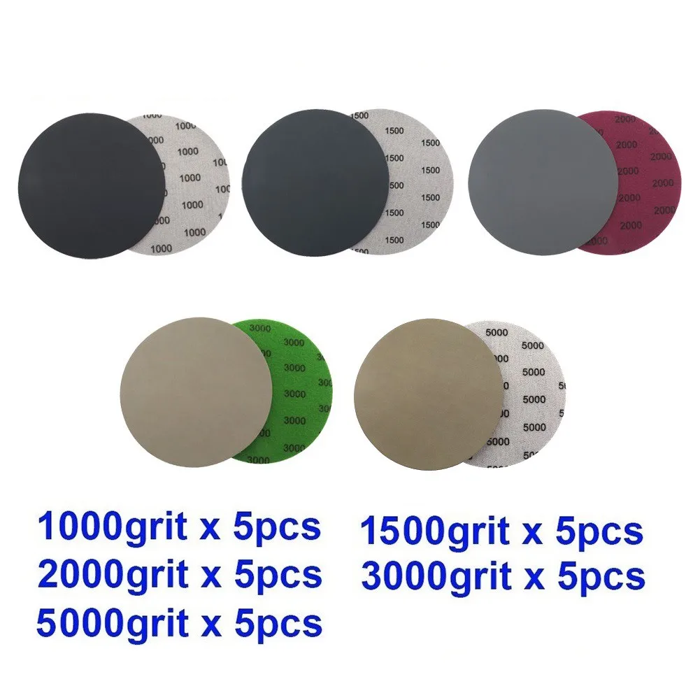 25pcs Wet Dry Sandpaper Assortment 1000/1500/2000/3000/5000 Grit Sander Disc 5 Inch /125mm With Hook&Loop Sanding Pad For Wood
25pcs Wet Dry Sandpaper Assortment 1000/1500/2000/3000/5000 Grit Sander Disc 5 Inch /125mm With Hook&Loop Sanding Pad For Wood