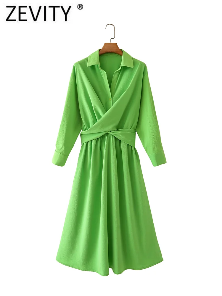 Zevity Women Fashion Turn Down Collar Solid Color Cross Bow Tied Slim Midi Dress Office Lady Chic Pleats A Line Vestidos DS1595
Zevity Women Fashion Turn Down Collar Solid Color Cross Bow Tied Slim Midi Dress Office Lady Chic Pleats A Line Vestidos DS1595