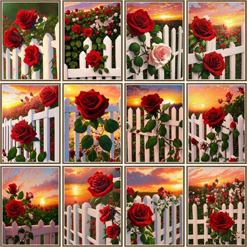 

Алмазная 5D картина "сделай сам", красная роза, полная вышивка, круглая Алмазная мозаика, закат, пейзаж, алмазная вышивка, ремесла, украшение для дома, подарок