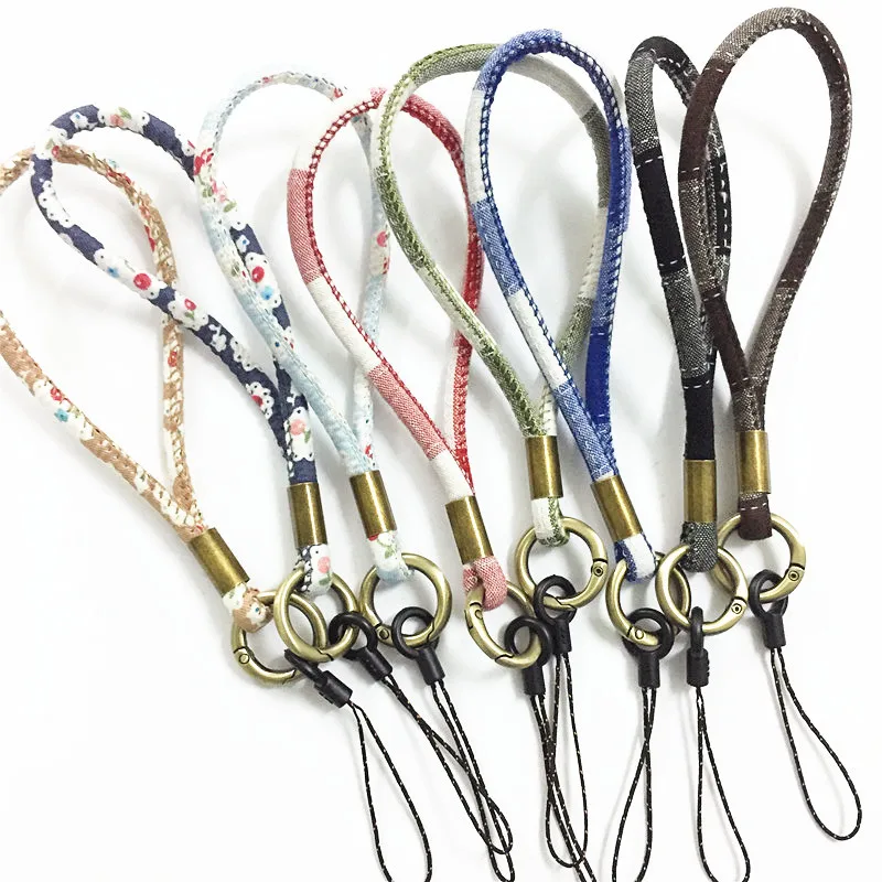 

Mobile Phone Lanyard Anti-lost Cotton Weave Long Phone Strap Hang On Neck Heart Charm Detachable Cord for Key Chain Working Card