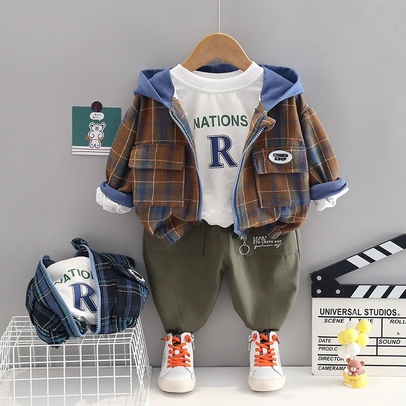 New Children's Wear Boys' Spring Suit Kids' Foreign Style Boys' Baby Plaid Hat Zipper Shirt Dress 012345 Years Old Children's We
New Children's Wear Boys' Spring Suit Kids' Foreign Style Boys' Baby Plaid Hat Zipper Shirt Dress 012345 Years Old Children's We