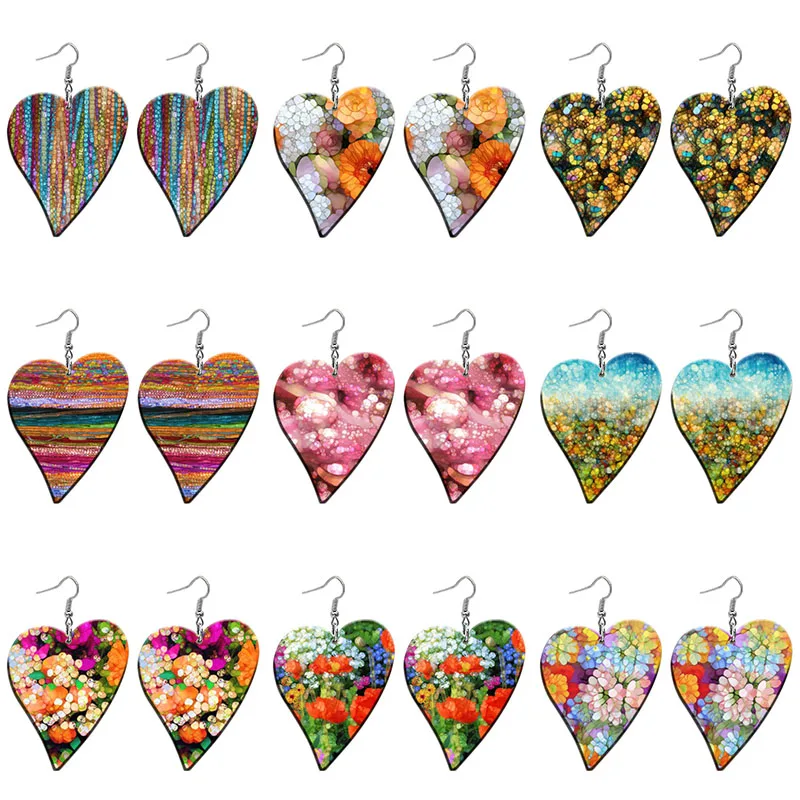 Dazzling Flower Pattern Acrylic Heart Drop Earrings For Women Stainless Steel Piercing Ear Hooks Jewelry Girls' Gift Z1180
Dazzling Flower Pattern Acrylic Heart Drop Earrings For Women Stainless Steel Piercing Ear Hooks Jewelry Girls' Gift Z1180