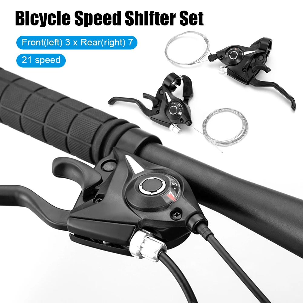 3x7 Bike Speed Shifter Brake Lever Combo 21 Speed Gear Shifter Set with Front/Rear Derailleur and Cable for Mountain Road Bike
3x7 Bike Speed Shifter Brake Lever Combo 21 Speed Gear Shifter Set with Front/Rear Derailleur and Cable for Mountain Road Bike